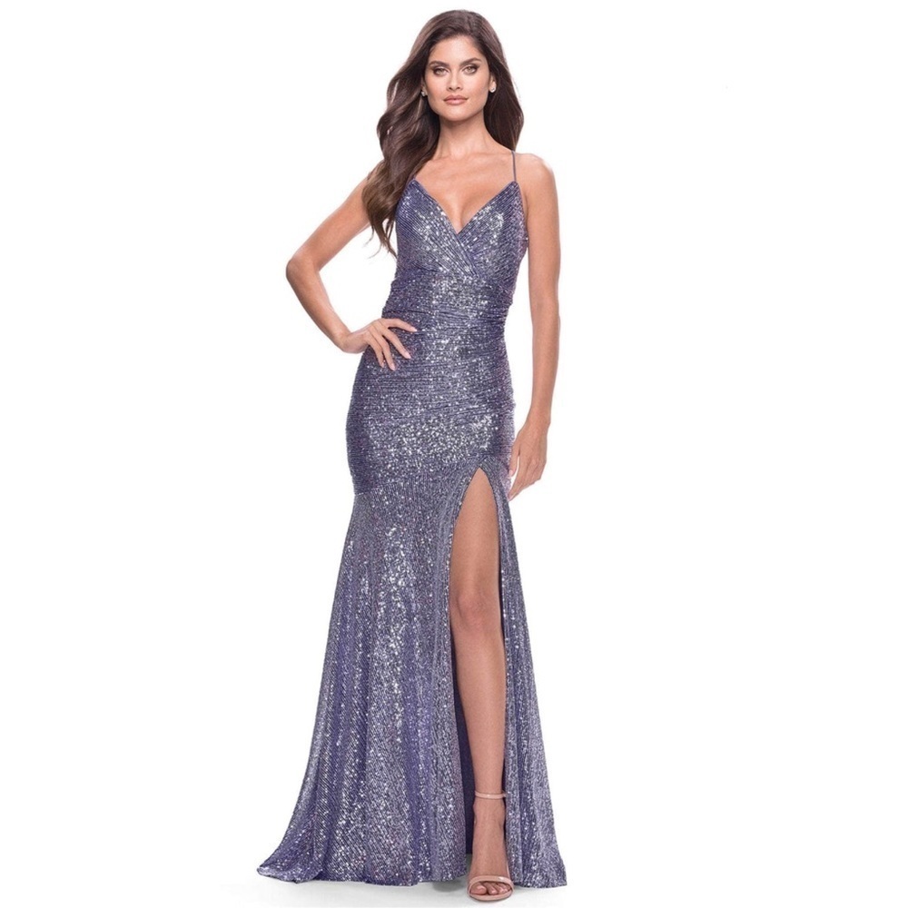 La Femme Sequin Sleeveless Mermaid Evening Prom Dress Sz 8